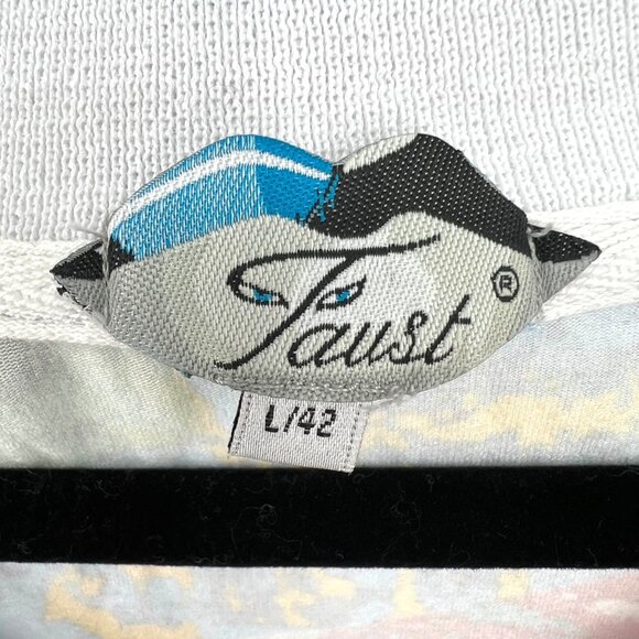 Faust Vintage Zebra Beaded Fringe Rainbow V-Neck Long Sleeve Top Size 42 US 12 - Picture 10 of 12